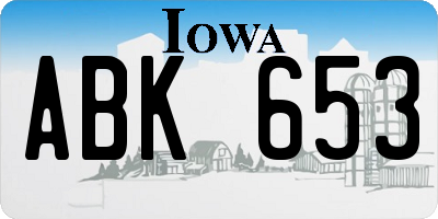 IA license plate ABK653