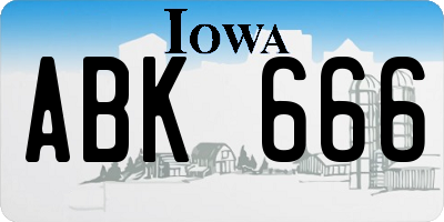 IA license plate ABK666