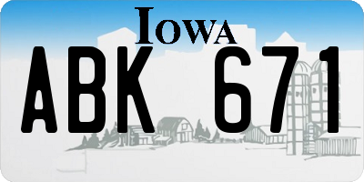 IA license plate ABK671
