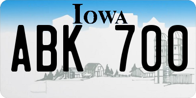 IA license plate ABK700