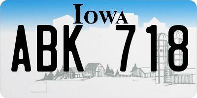 IA license plate ABK718