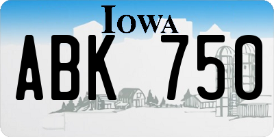IA license plate ABK750