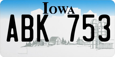 IA license plate ABK753