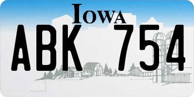 IA license plate ABK754