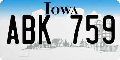 IA license plate ABK759