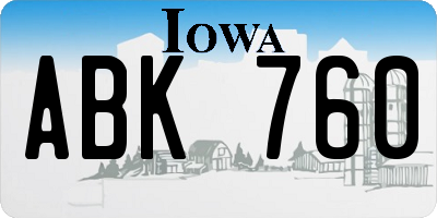 IA license plate ABK760