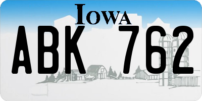 IA license plate ABK762