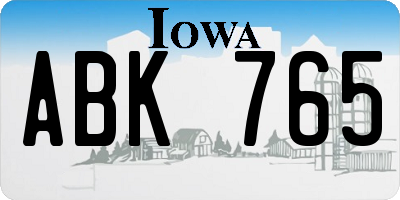 IA license plate ABK765