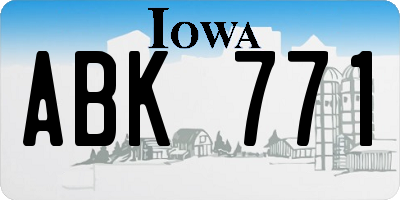 IA license plate ABK771