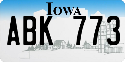 IA license plate ABK773