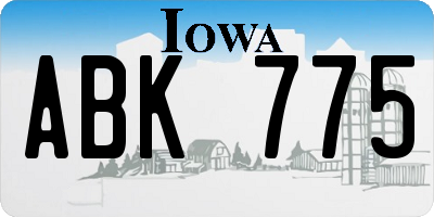 IA license plate ABK775