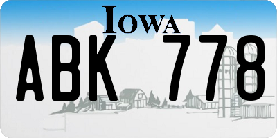 IA license plate ABK778