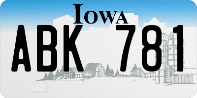 IA license plate ABK781