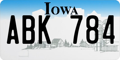 IA license plate ABK784