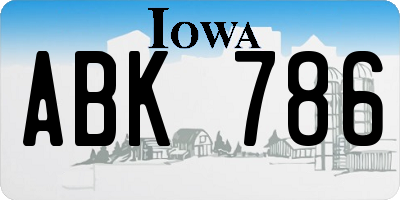 IA license plate ABK786