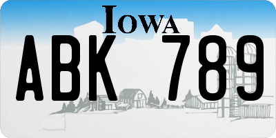 IA license plate ABK789