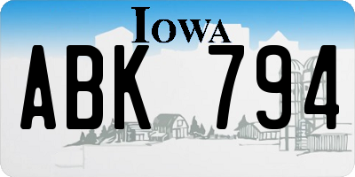 IA license plate ABK794