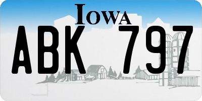 IA license plate ABK797
