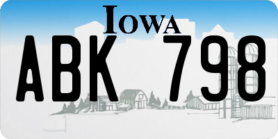 IA license plate ABK798