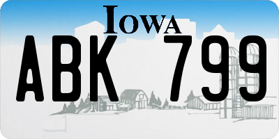 IA license plate ABK799
