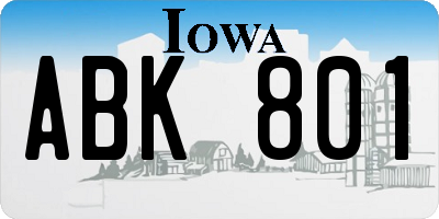IA license plate ABK801