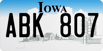 IA license plate ABK807