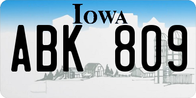 IA license plate ABK809