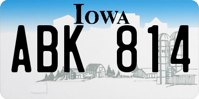 IA license plate ABK814