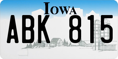 IA license plate ABK815