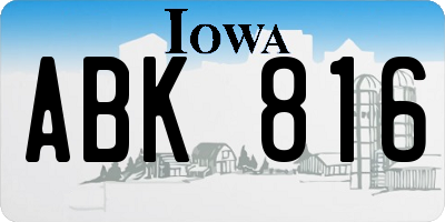 IA license plate ABK816