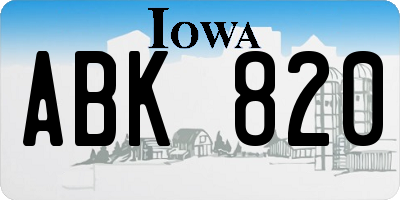IA license plate ABK820