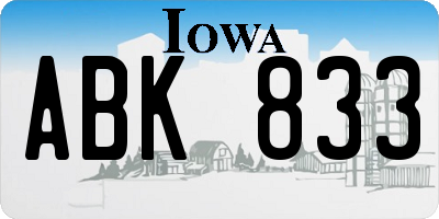 IA license plate ABK833