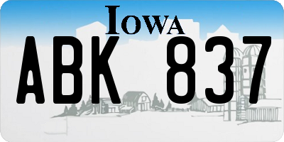 IA license plate ABK837