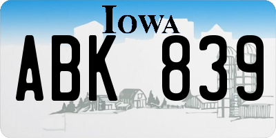 IA license plate ABK839