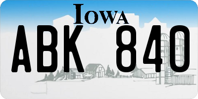 IA license plate ABK840