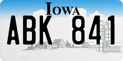 IA license plate ABK841
