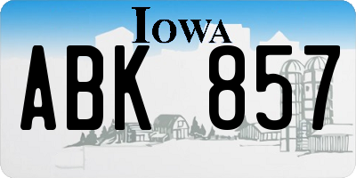 IA license plate ABK857