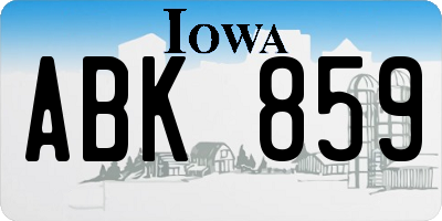IA license plate ABK859