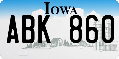 IA license plate ABK860