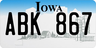 IA license plate ABK867