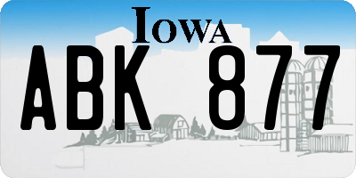 IA license plate ABK877