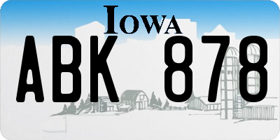 IA license plate ABK878