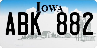 IA license plate ABK882