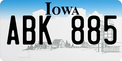 IA license plate ABK885
