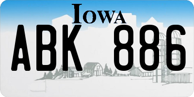 IA license plate ABK886