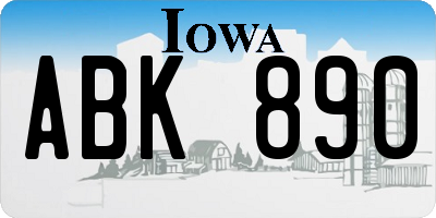 IA license plate ABK890