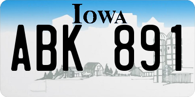 IA license plate ABK891