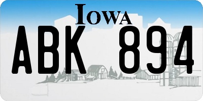 IA license plate ABK894