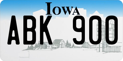 IA license plate ABK900