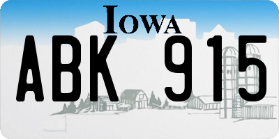 IA license plate ABK915